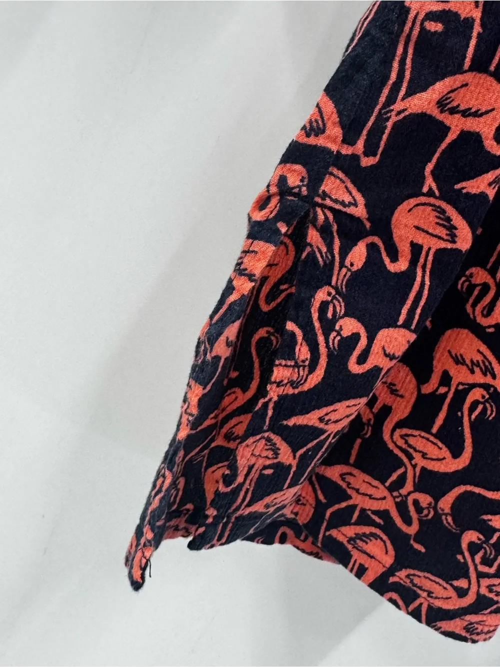 J Crew Factory Navy Pink Flamingo V Neck Tunic Dress Coverup Cotton Size Large